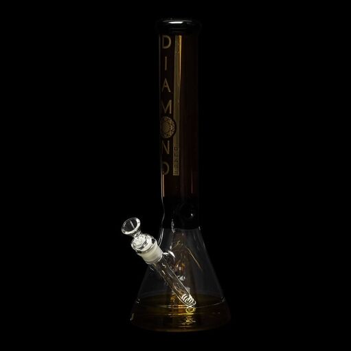 Diamond Glass Khiva 16" Beaker Water Pipe - Black & Gold - 08
