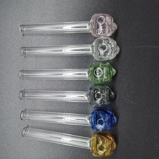 Thick Glass Skull Oil Burner Pipe - 03