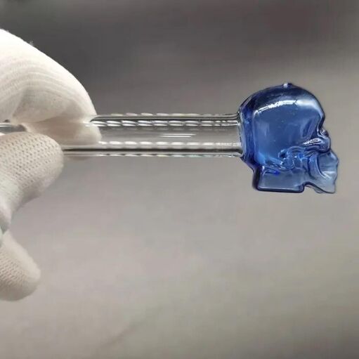 Thick Glass Skull Oil Burner Pipe - 08