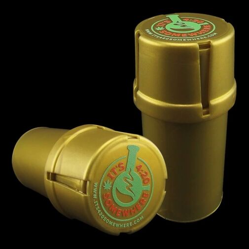 Medtainer "It's 4:20 Somewhere" Storage w/ Grinder - Gold