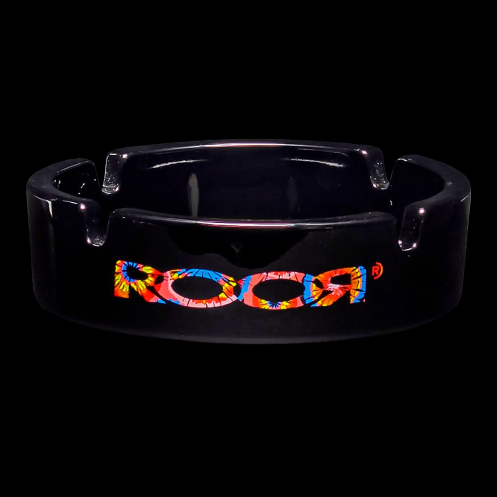 ROOR Collector Black Glass Ashtray - Tie-Dye Logo