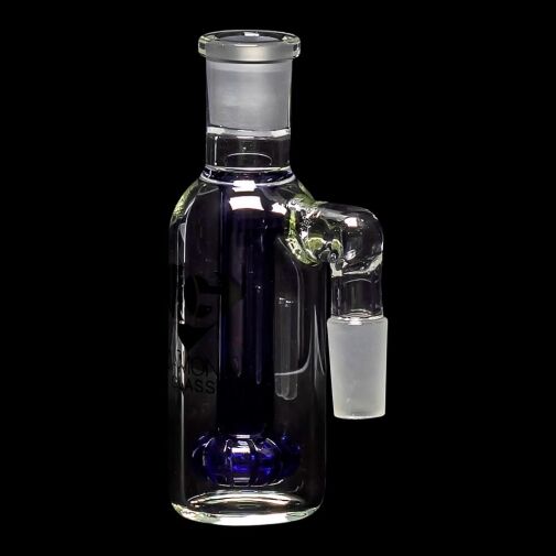 Diamond Glass Ash Catcher 90° 14mm/14mm w/ Showerhead Perc - Blue - 02