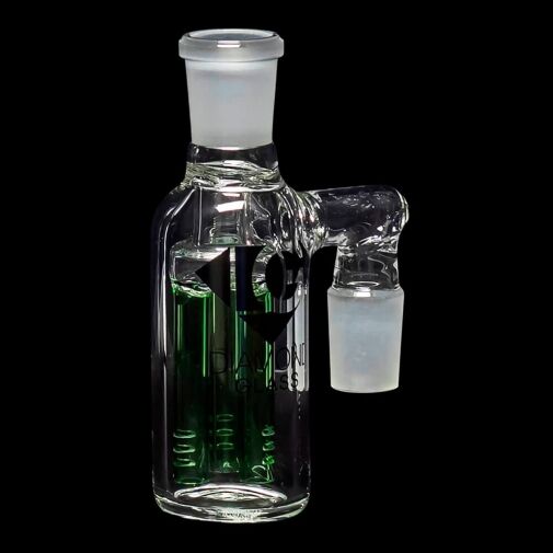 Diamond Glass Ash Catcher 90° 19mm/19mm w/ Tree Perc - Green - 05