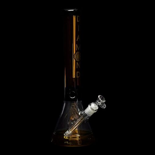Diamond Glass Khiva 16" Beaker Water Pipe - Black & Gold - 06