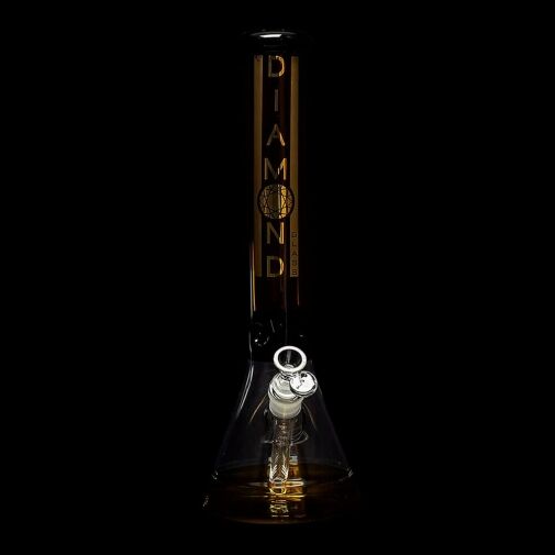 Diamond Glass Khiva 16" Beaker Water Pipe - Black & Gold - 07
