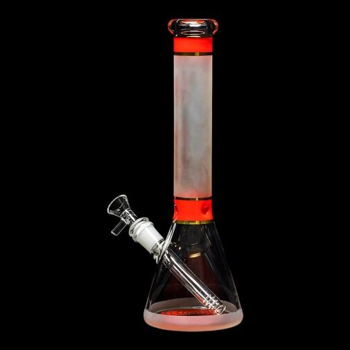 Diamond Glass Stripes 11.75" Frosted Glass Beaker Bong - 02