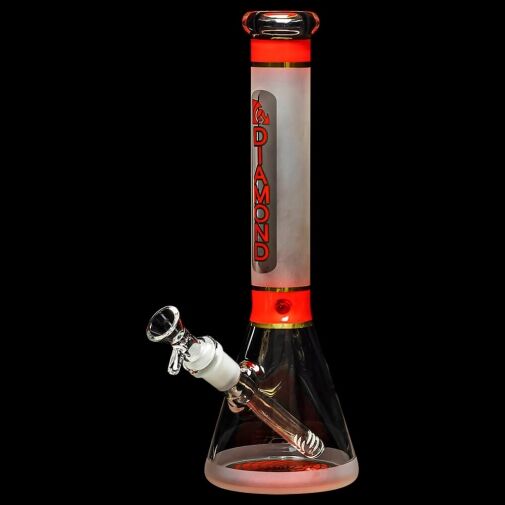 Diamond Glass Stripes 11.75" Frosted Glass Beaker Bong - 05