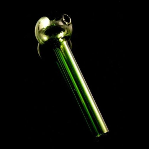 Thick Glass Straight Oil Burner Hand Pipe (1pc) – Made in USA - Green