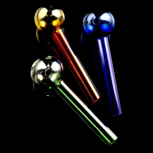Colored Thick Glass Straight Oil Burner Hand Pipe - 2