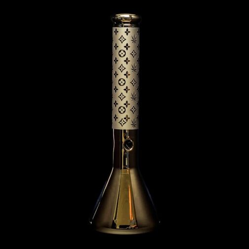 Diamond Glass Gold Karat Beaker Water Pipe - 04