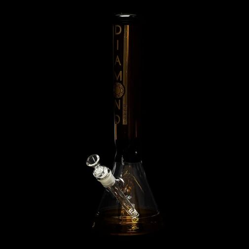Diamond Glass Khiva 16" Beaker Water Pipe - Black & Gold - 08