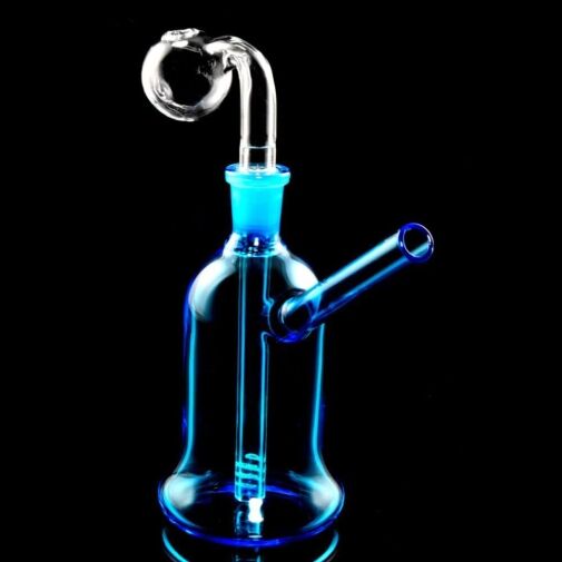 Colorful Glass Bell Oil Burner Rig - Blue