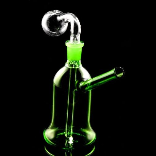 Colorful Glass Bell Oil Burner Rig - Green