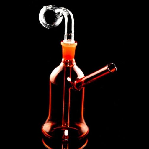 Colorful Glass Bell Oil Burner Rig - Orange