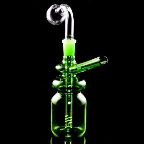 Colorful Glass Bottle Oil Burner Rig - Green