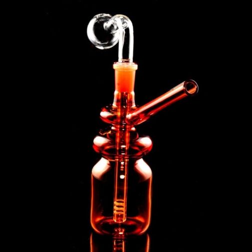 Colorful Glass Bottle Oil Burner Rig - Orange