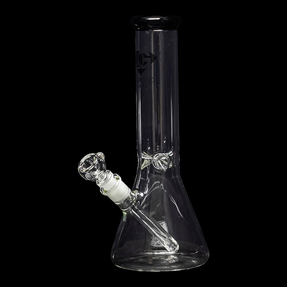 Diamond Glass Accent 12" Beaker Water Pipe - Black - 02