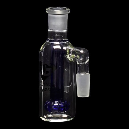 Diamond Glass Ash Catcher 90° 14mm/14mm w/ Showerhead Perc - Blue - 02