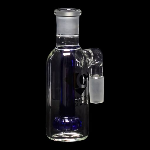 Diamond Glass Ash Catcher 90° 14mm/14mm w/ Showerhead Perc - Blue - 05
