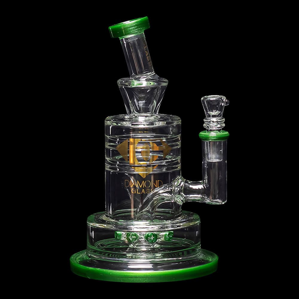 Diamond Glass Cyclon 2 Water Pipe - Green - 01
