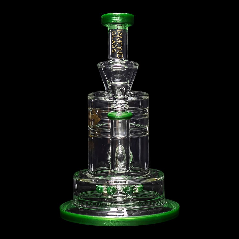 Diamond Glass Cyclon 2 Water Pipe - Green - 03