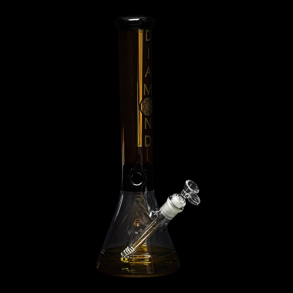 Diamond Glass Khiva 16" Beaker Water Pipe - Black & Gold - 06