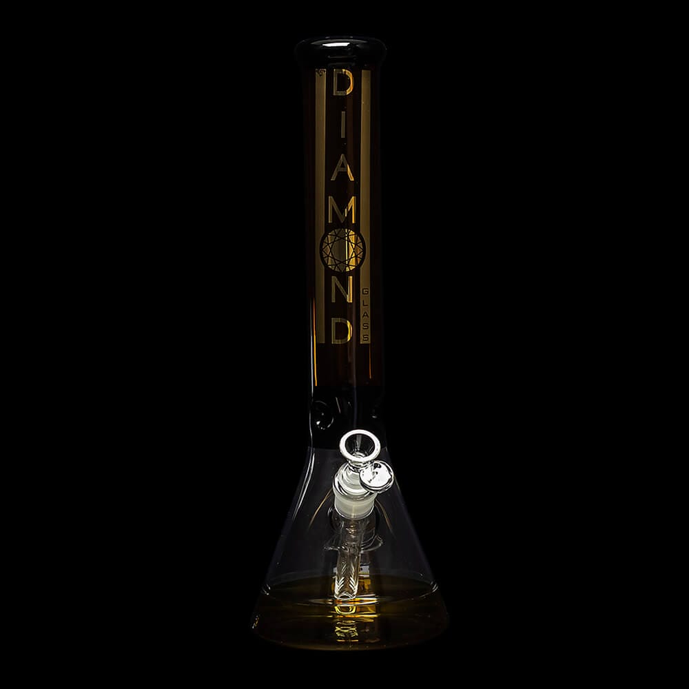 Diamond Glass Khiva 16" Beaker Water Pipe - Black & Gold - 07