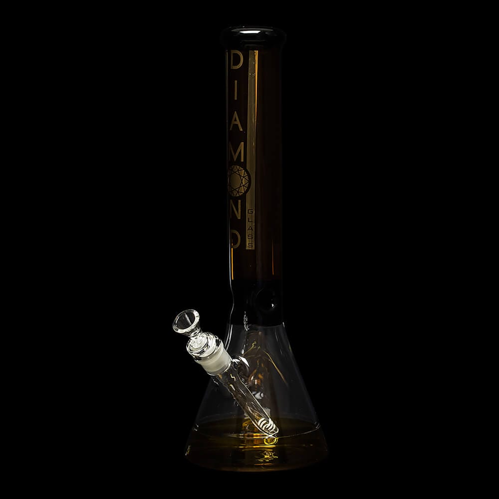 Diamond Glass Khiva 16" Beaker Water Pipe - Black & Gold - 08