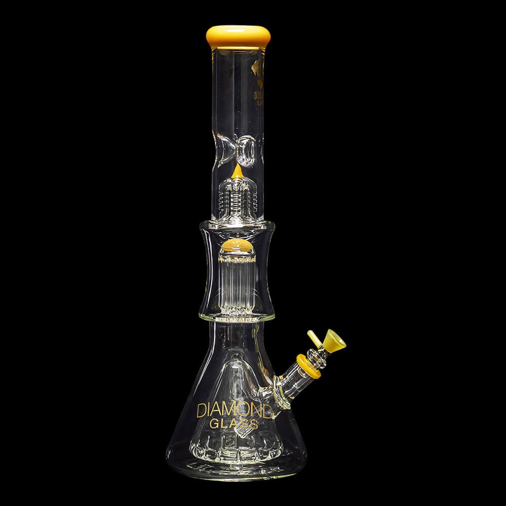 Diamond Glass Levels 17" Beaker Water Pipe - Topazine - 01
