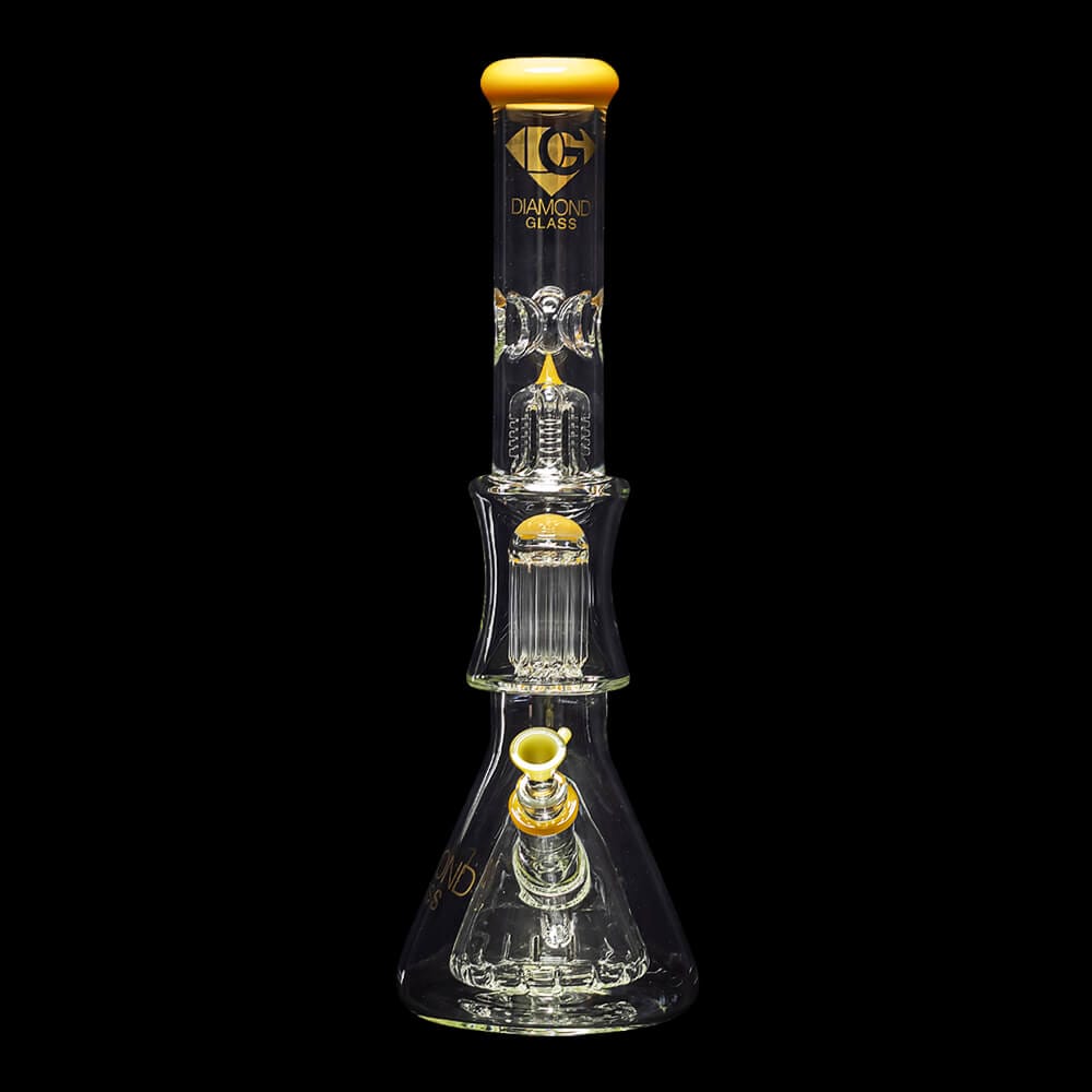 Diamond Glass Levels 17" Beaker Water Pipe - Topazine - 03