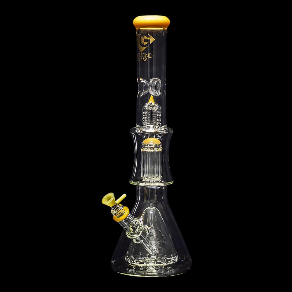 Diamond Glass Levels 17" Beaker Water Pipe - Topazine - 04
