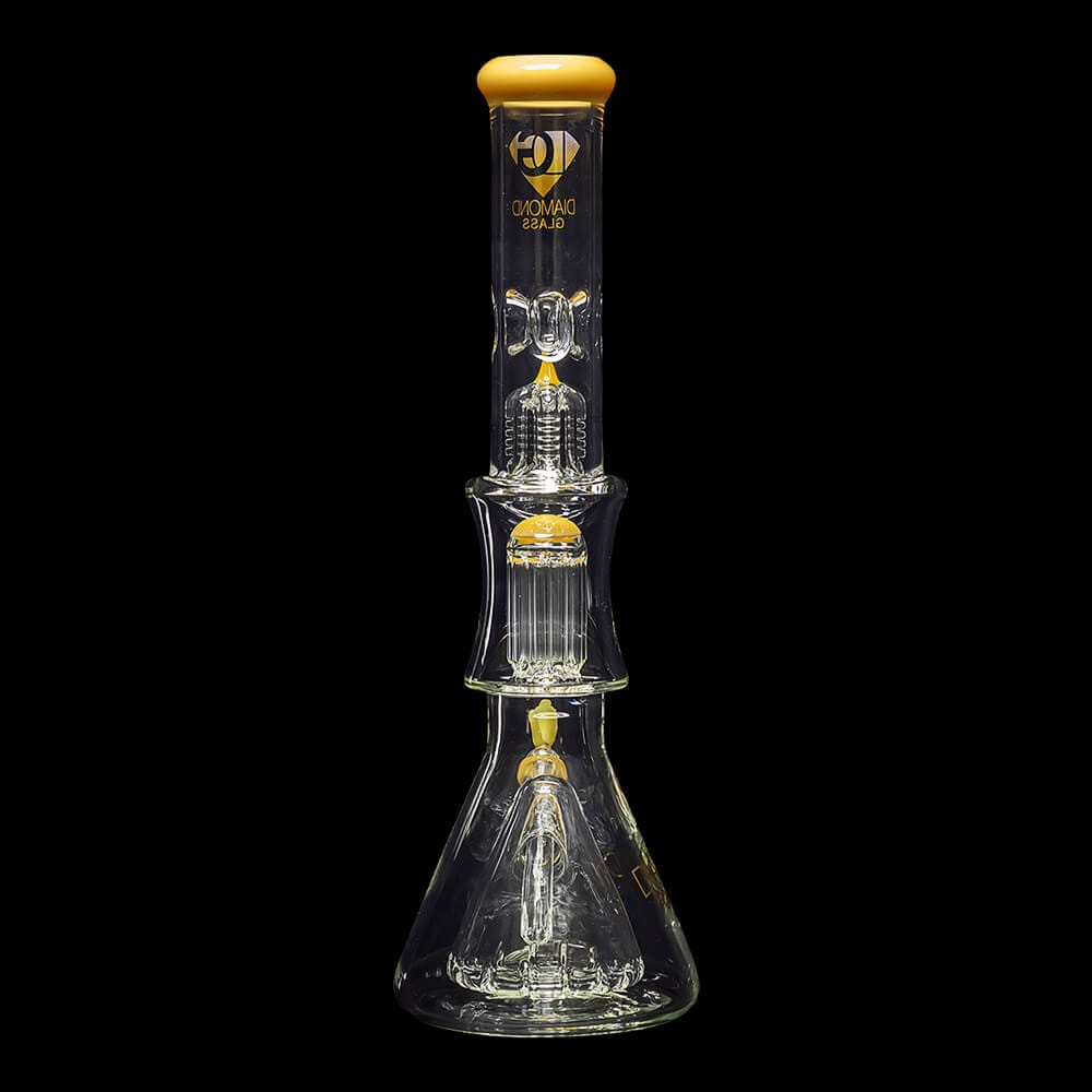 Diamond Glass Levels 17" Beaker Water Pipe - Topazine - 07
