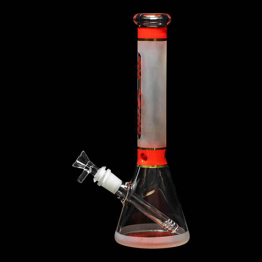 Diamond Glass Stripes 11.75" Frosted Glass Beaker Bong - 01