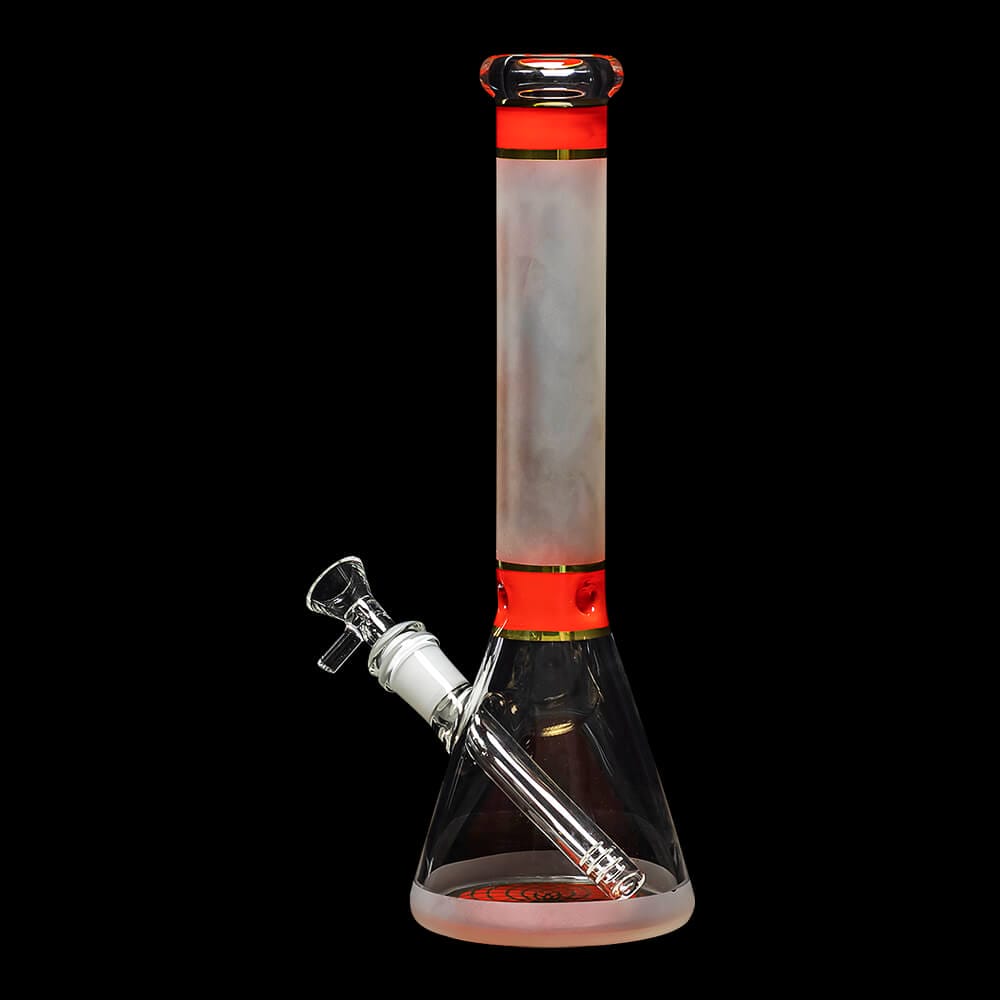 Diamond Glass Stripes 11.75" Frosted Glass Beaker Bong - 02