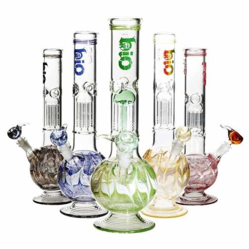 Bio 14" 50mm Bubble Martini Water Pipe - Blue Rake