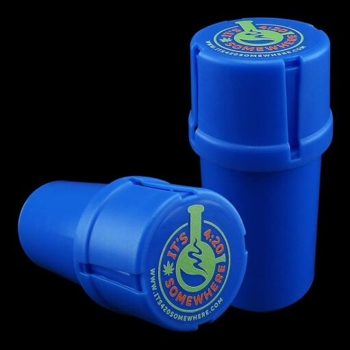 Medtainer "It's 4:20 Somewhere" Storage w/ Grinder - Blue