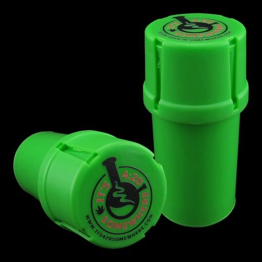 Medtainer "It's 4:20 Somewhere" Storage w/ Grinder - Green