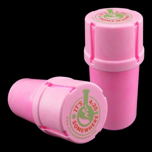 Medtainer "It's 4:20 Somewhere" Storage w/ Grinder - Pink