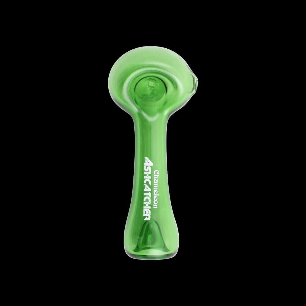 Chameleon Glass Ashcatcher Hand Pipe - Green