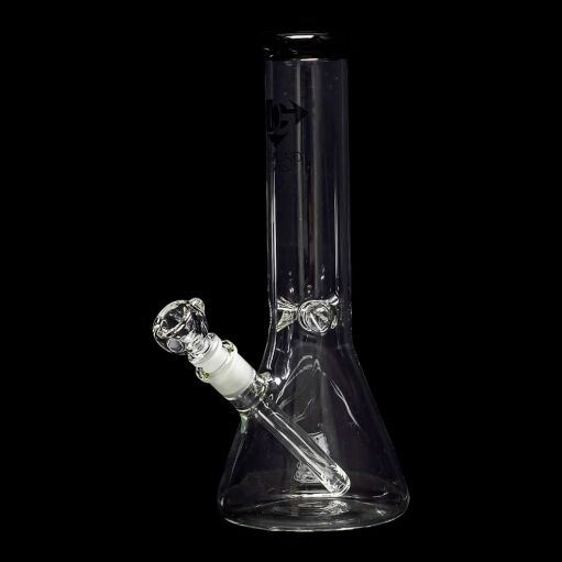 Diamond Glass Accent 12" Beaker Water Pipe - Black - 02