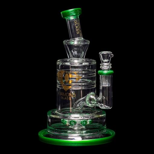 Diamond Glass Cyclon 2 Water Pipe - Green - 02