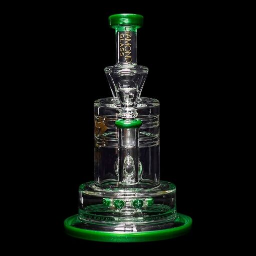 Diamond Glass Cyclon 2 Water Pipe - Green - 03