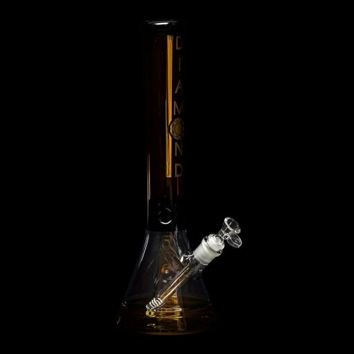 Diamond Glass Khiva 16" Beaker Water Pipe - Black & Gold - 06