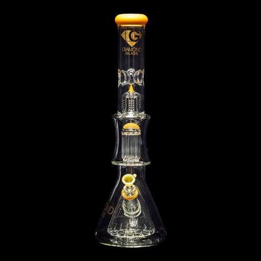 Diamond Glass Levels 17" Beaker Water Pipe - Topazine - 03