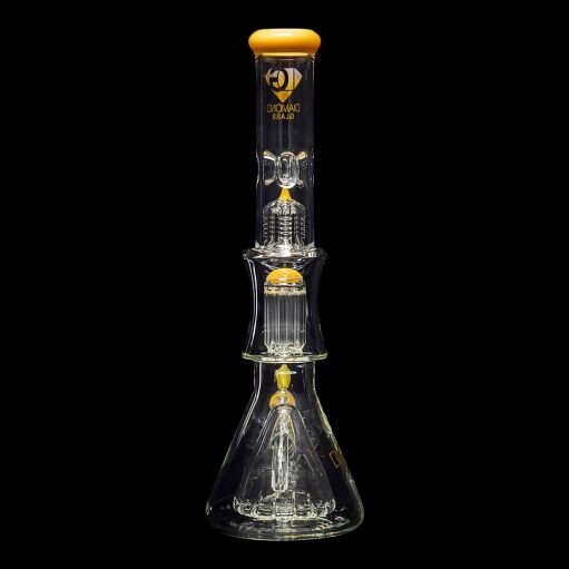 Diamond Glass Levels 17" Beaker Water Pipe - Topazine - 07