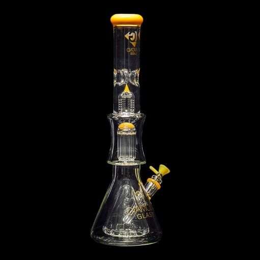Diamond Glass Levels 17" Beaker Water Pipe - Topazine - 08