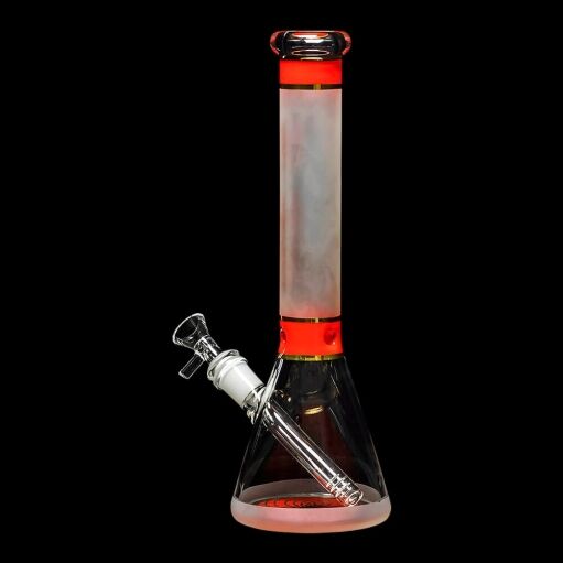 Diamond Glass Stripes 11.75" Frosted Glass Beaker Bong - 02