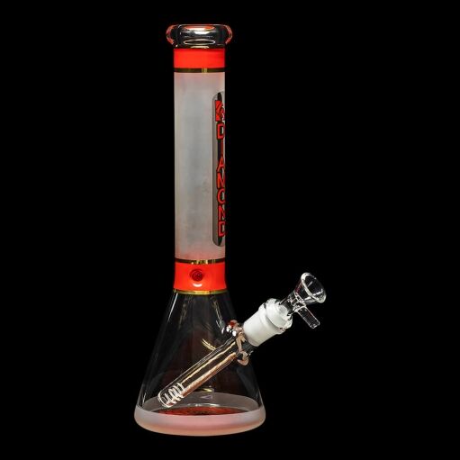 Diamond Glass Stripes 11.75" Frosted Glass Beaker Bong - 03