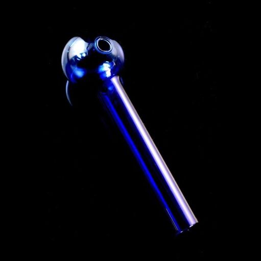 Thick Glass Straight Oil Burner Hand Pipe (1pc) – Made in USA - Blue
