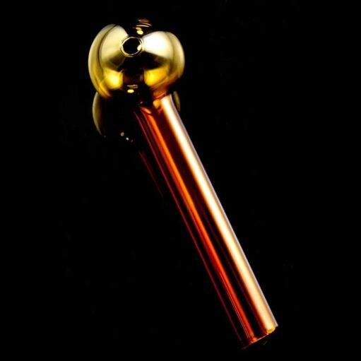 Thick Glass Straight Oil Burner Hand Pipe - Amber